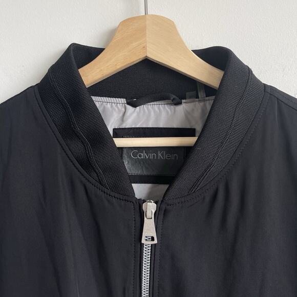 Calvin Klein Black Bomber Jacket Men’s Size XL Full Zip Utility Pockets - Picture 2 of 14